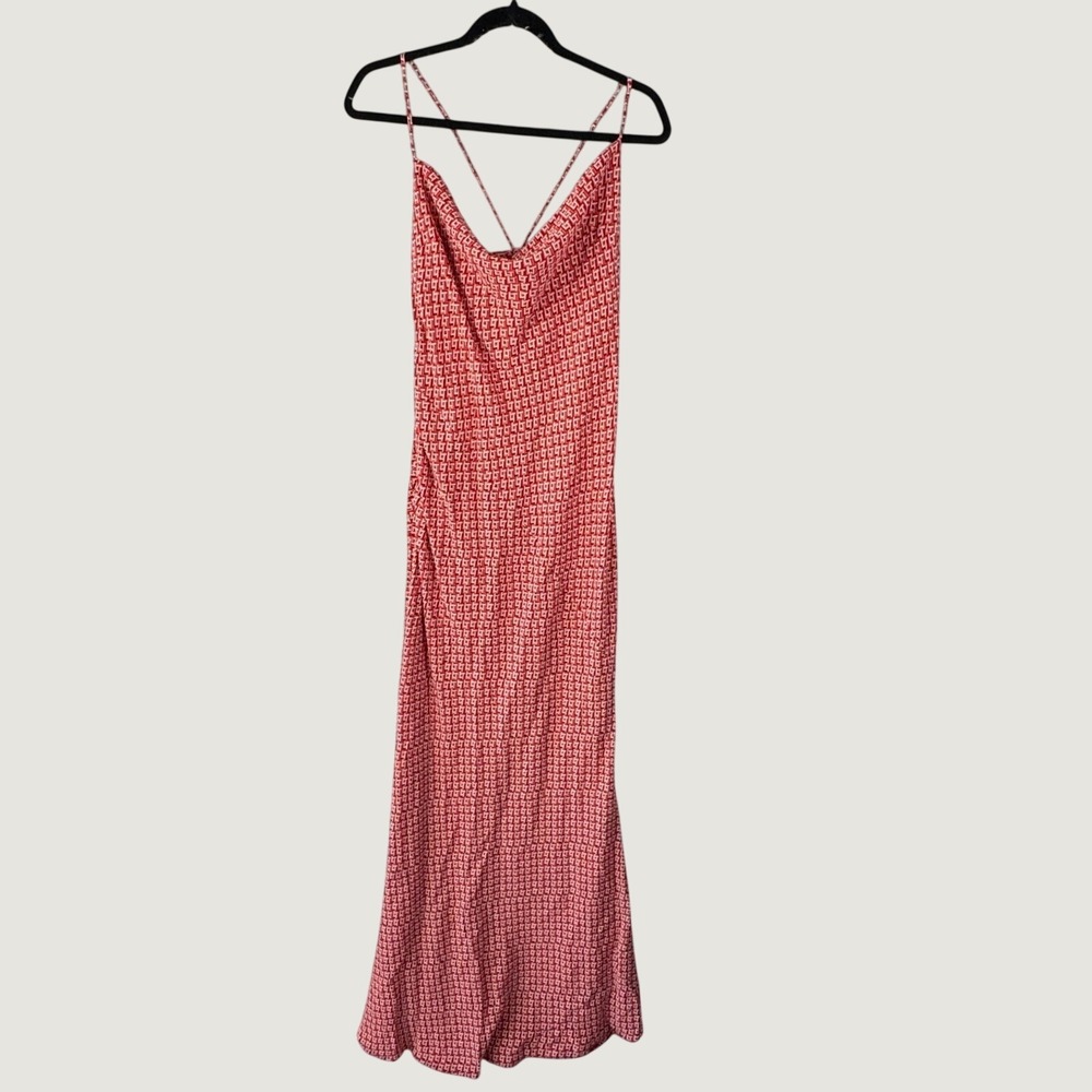 Monday Slip Dress‎ Red Orange Geometric VV 14-16 Strappy Maxi Dress Minimalist